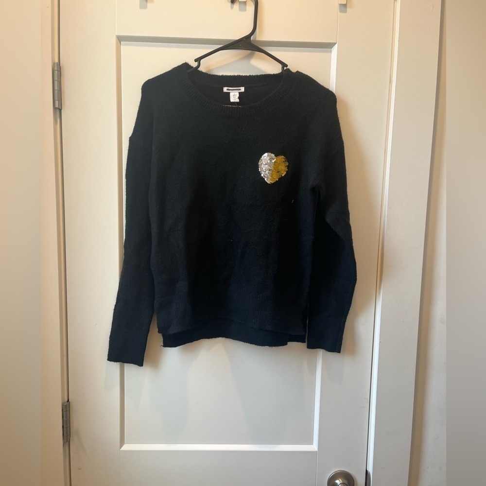 NWT Nordstrom Girls Long Sleeve‎ Crew Neck Pull Over Sweatshirt Black